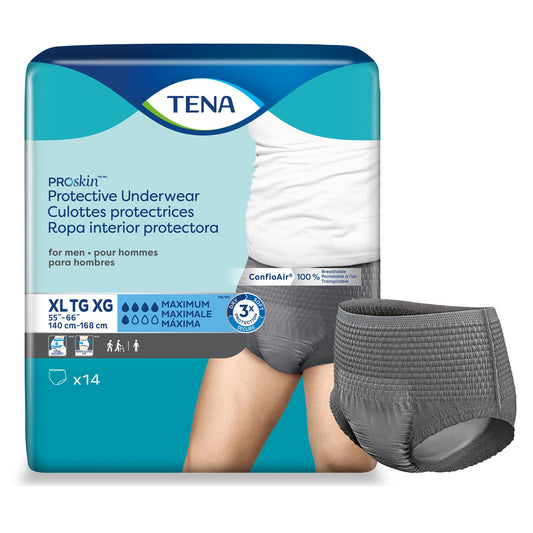 Male Adult Absorbent Underwear TENA® ProSkin™ Protective Pull On with Tear Away Seams X-Large Disposable Moderate Absorbency