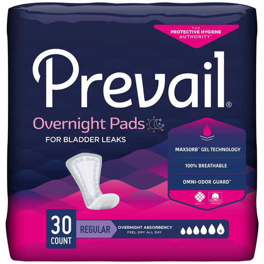 Prevail Daily Overnight Bladder Control Pads, 16", 30 ct.