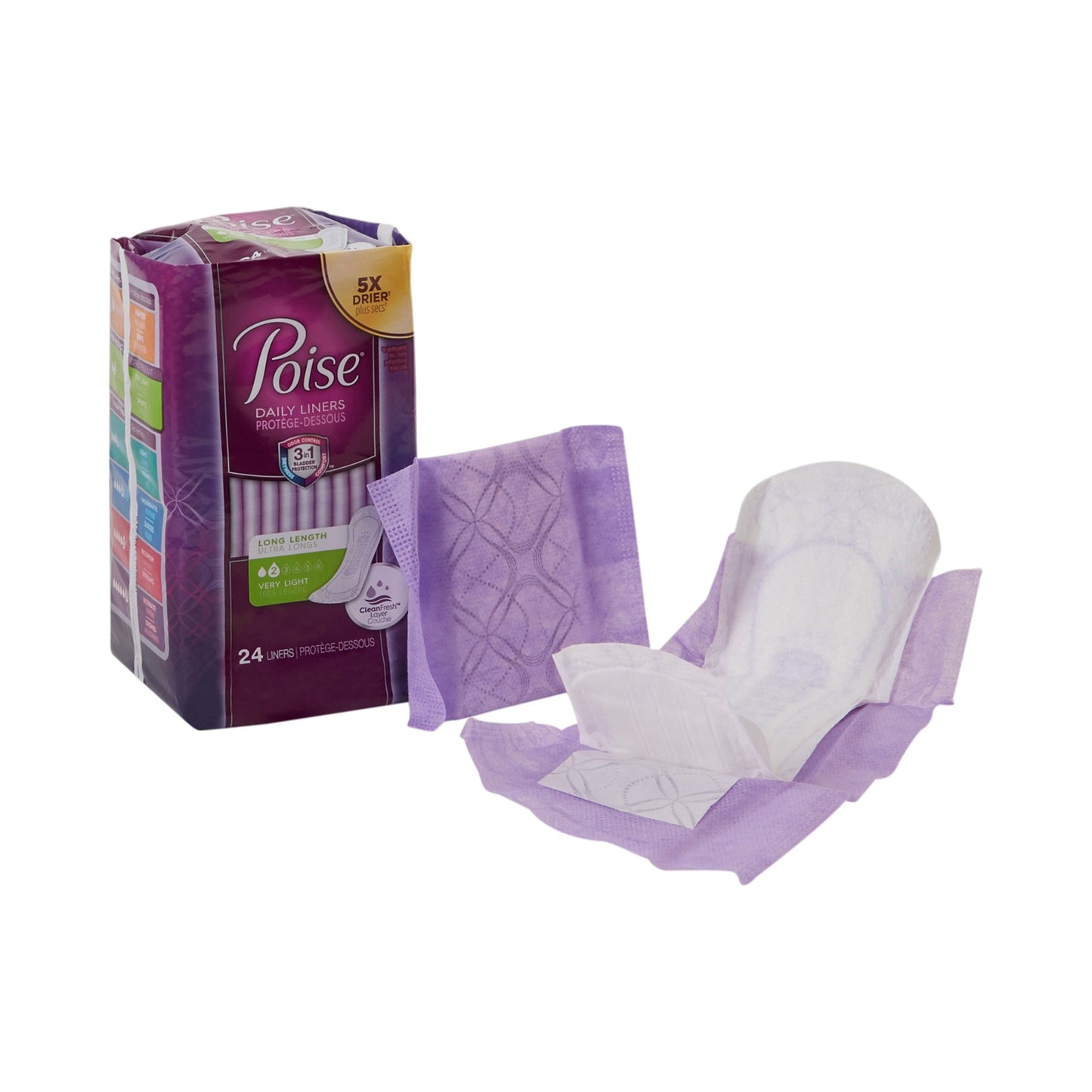 Poise Bladder Control Pads, Light Absorbency, One Size Fits Most, 8.5" Adult, Female, Disposable, 24 ct