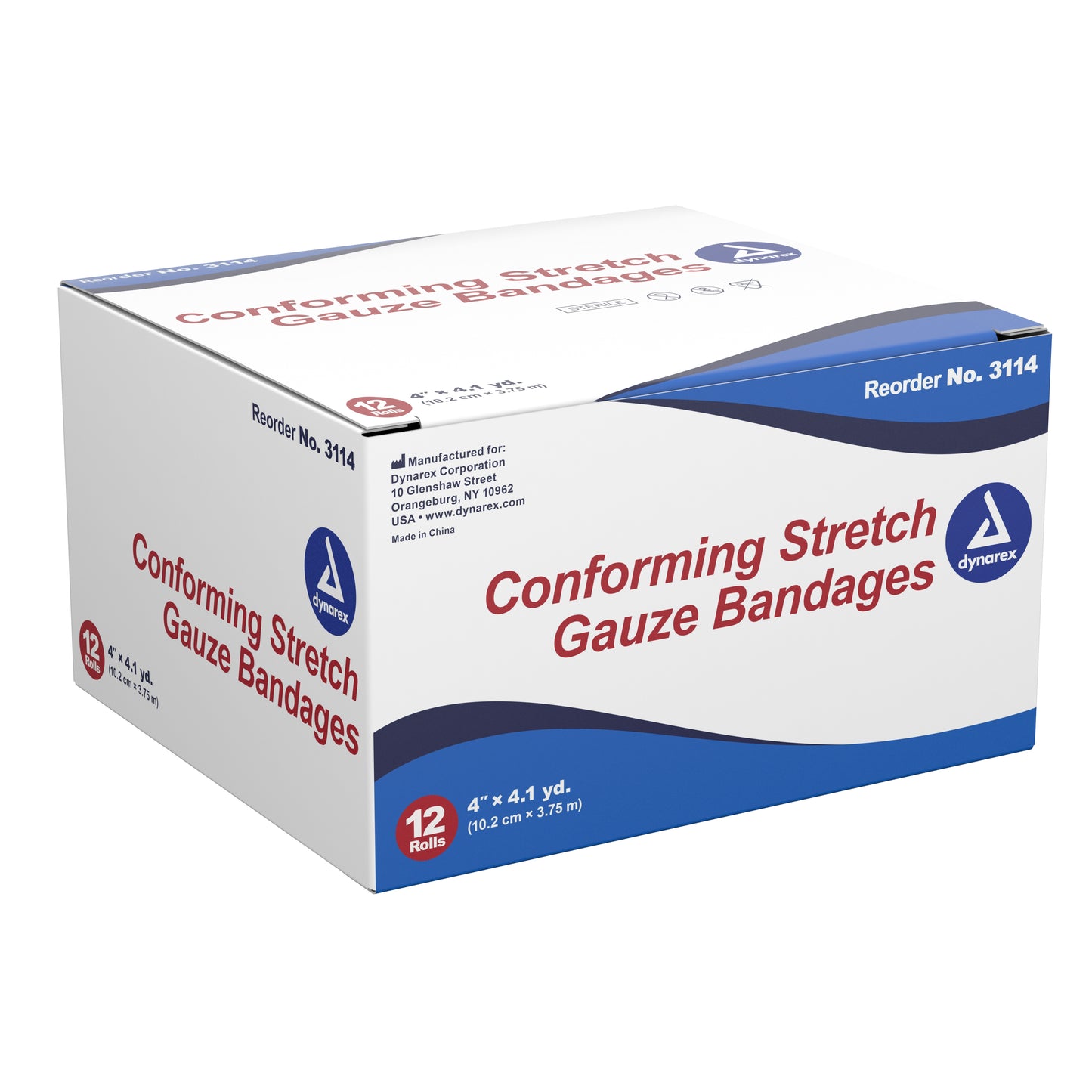 Dynarex® Sterile Conforming Bandage, 4 Inch x 4-1/10 Yard, 12 ct