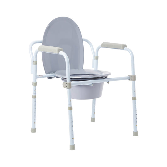 McKesson Folding, Fixed Arm, Steel Commode Chair, 17 - 23 "