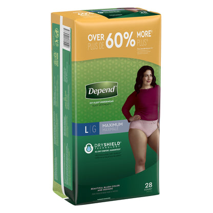 Depend® FIT-FLEX® Womens Absorbent Underwear, Large, Blush, 28 ct