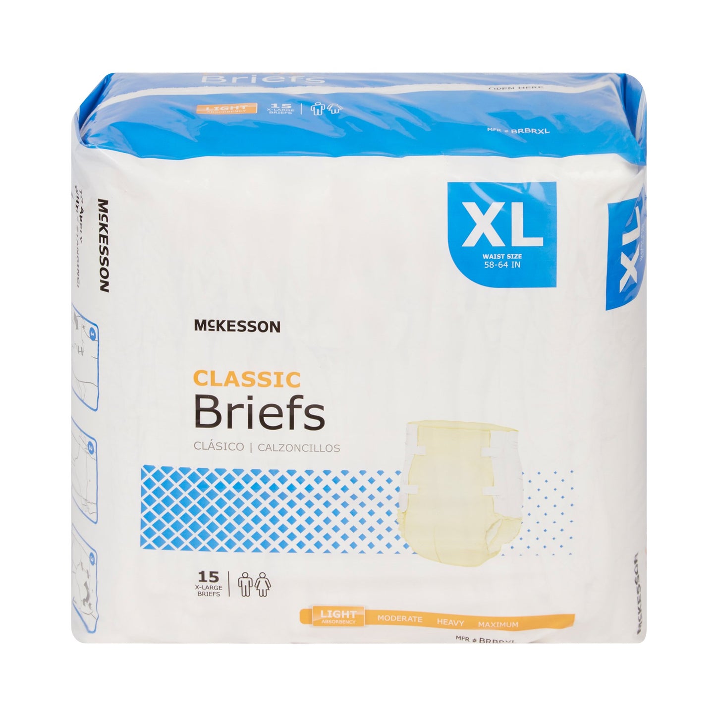 McKesson Classic Light Absorbency Incontinence Brief, XL, 15 ct