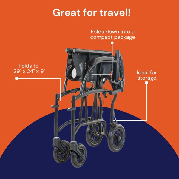 Feather Transport Wheelchair, 13 lbs, 300 lbs. Weight Capacity