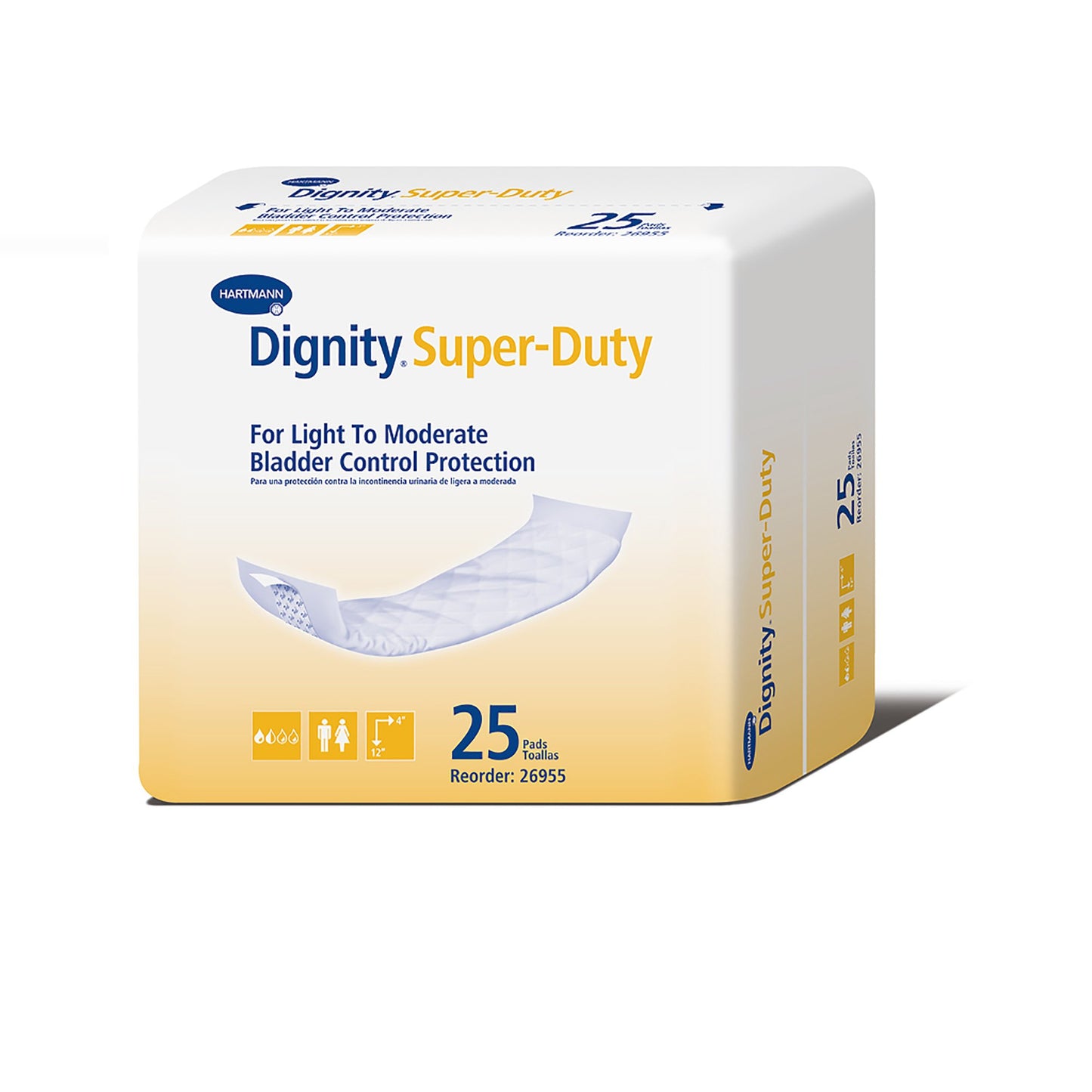 Dignity Incontinence Liner 4" x 12", Moderate Absorbency, Polymer Core, One Size Fits Most Adults, Unisex, Disposable, 25 ct