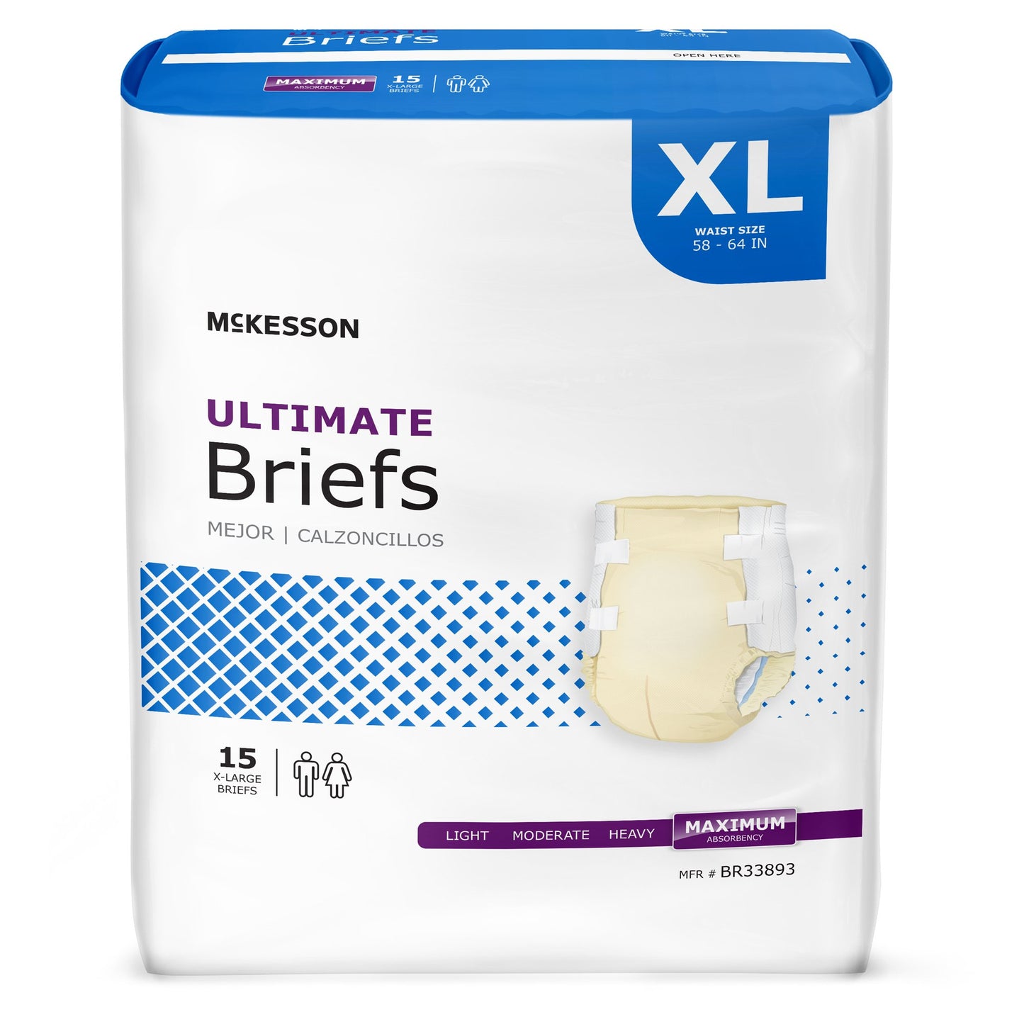 McKesson Ultimate Maximum Absorbency Incontinence Brief, Extra Large, 15 ct