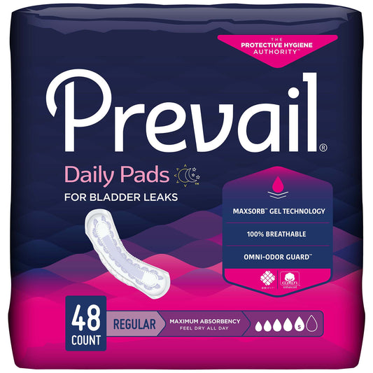 Prevail® Daily Pads Maximum Bladder Control Pad, 11-Inch Length, 48 ct