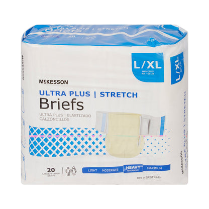 McKesson Ultra Plus Stretch Heavy Absorbency Incontinence Brief, Large / XL, 80 ct