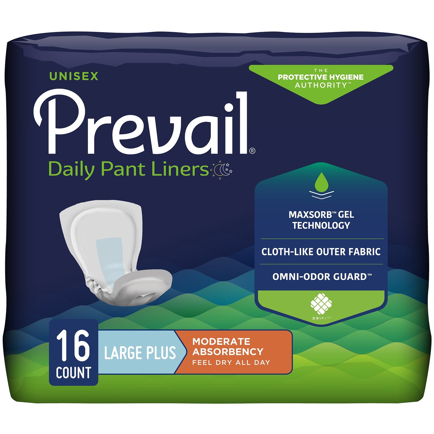 Prevail® Daily Pant Liners Moderate Absorbency Bladder Control Pad, 28" Length, 16 ct
