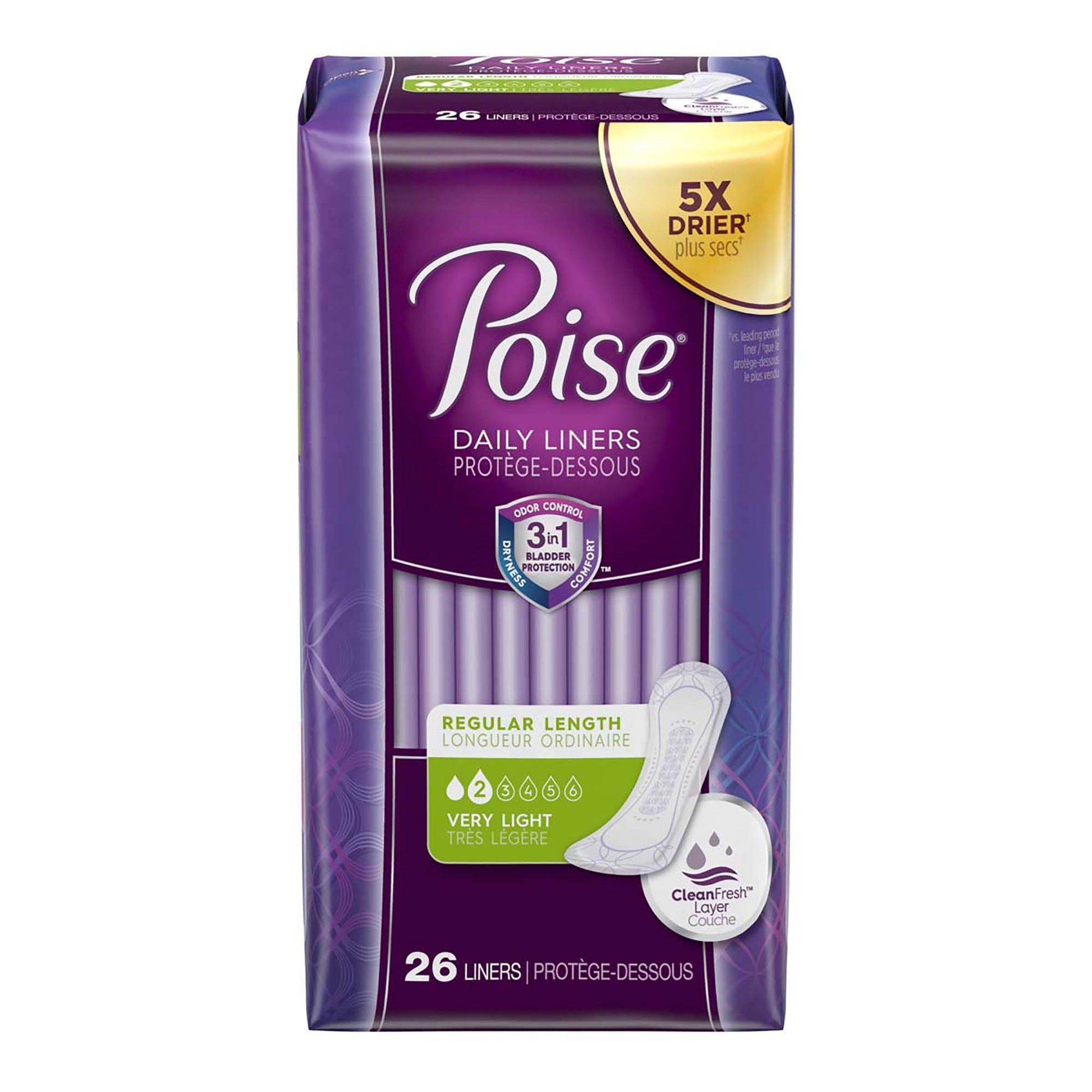 One by Poise 2-in-1 Extra Coverage Long Length Daily Liners, 50 ct