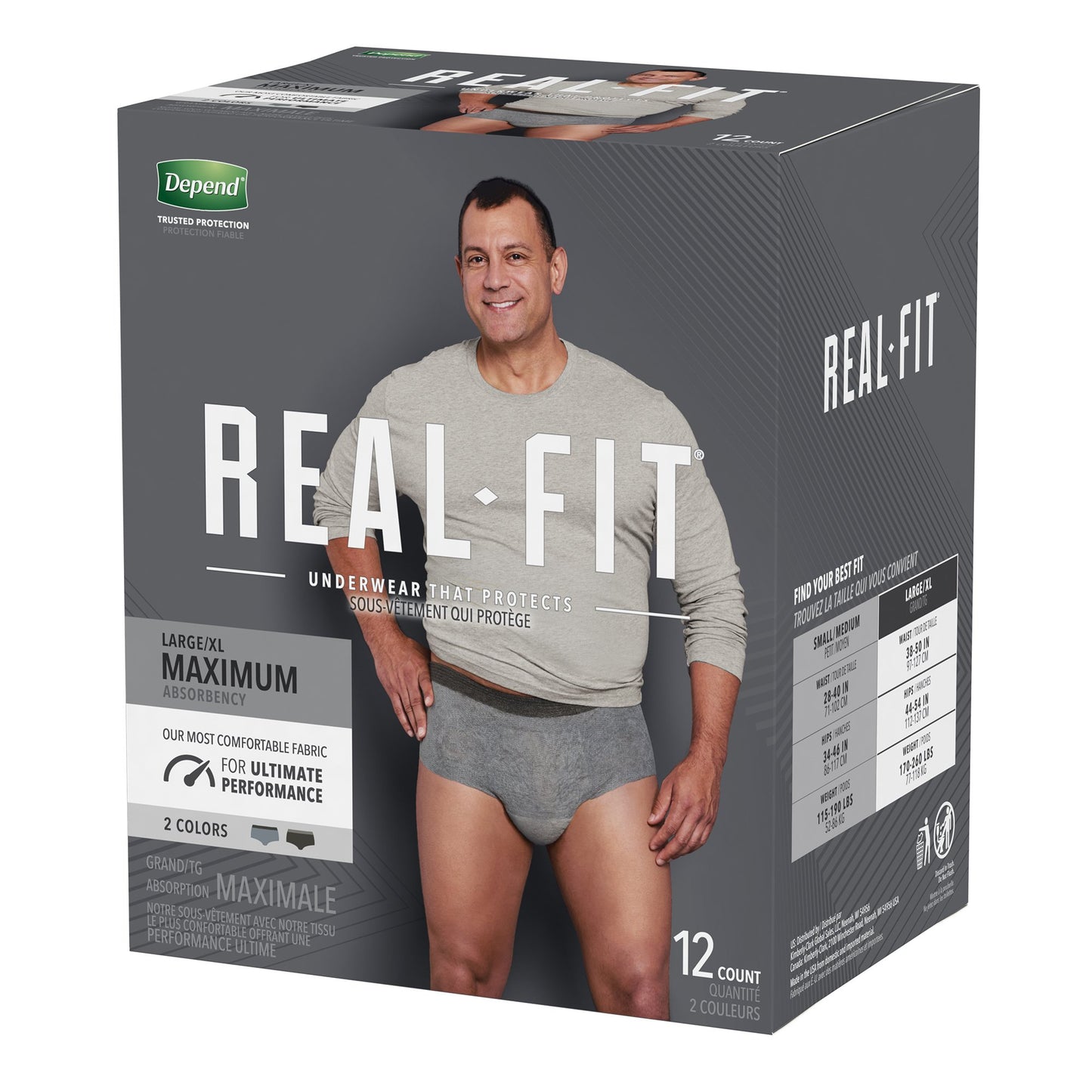 Depend® Real Fit® Maximum Absorbent Underwear, Large / XL, 12 ct