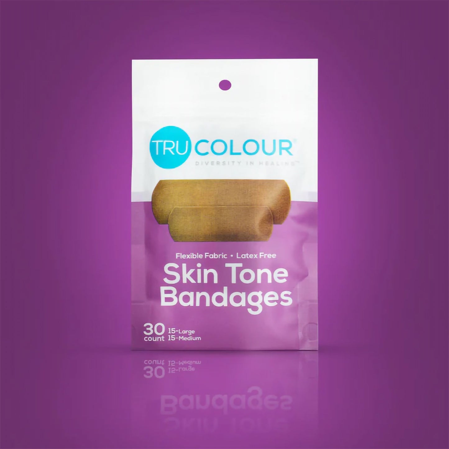 Tru-Colour Skin Tone Adhesive Bandages for Dark Skin Tone Shades, 30 ct