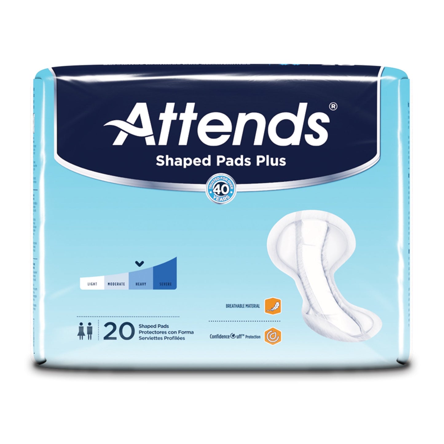 Attends® Shaped Pads Plus, 20 ct