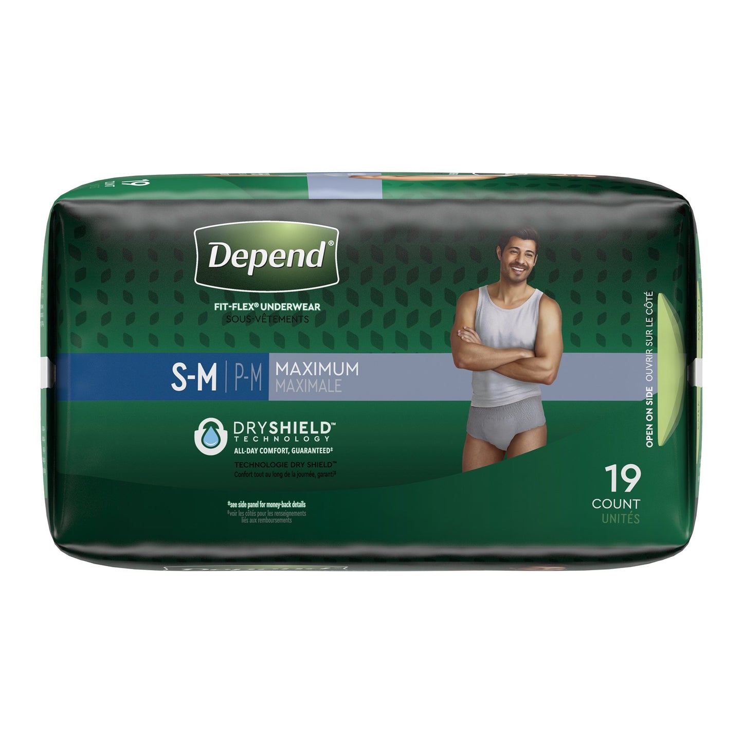 Depend FIT-FLEX Absorbent Underwear for Men, Small/Medium, Pull-On, Gray, Disposable, 19EA ct