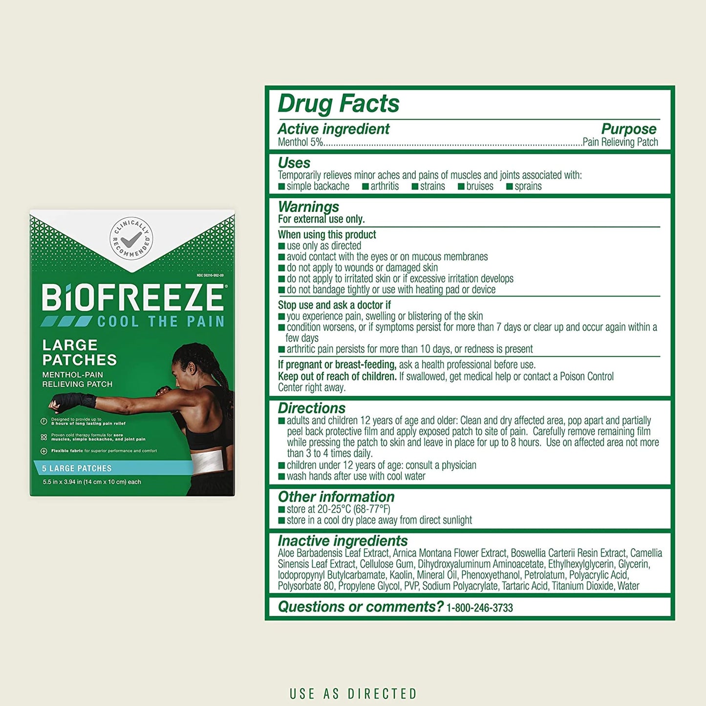 Biofreeze™ Menthol Topical Pain Relief Large Patches, 5 count