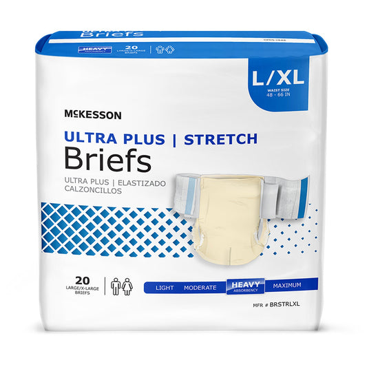 McKesson Ultra Plus Stretch Heavy Absorbency Incontinence Brief, Large / XL, 80 ct
