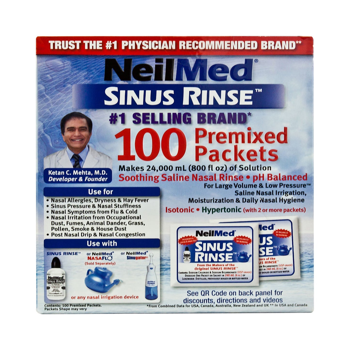 NeilMed® Sinus Rinse™ Saline Nasal Rinse Refill Kit, 100 ct