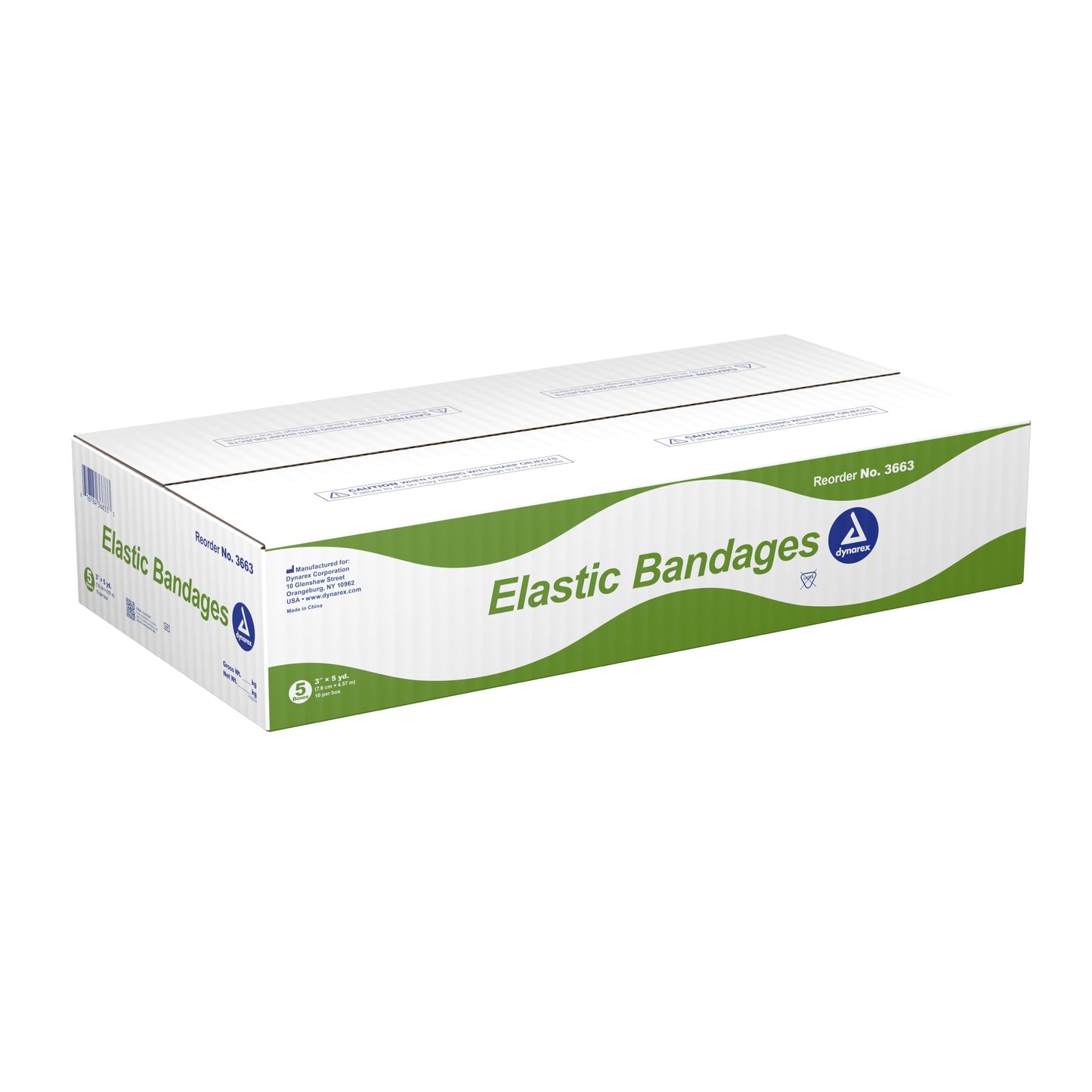 Dynarex® Clip Detached Closure Elastic Bandage, 3 Inch x 4-1/2 Yard, 10 ct