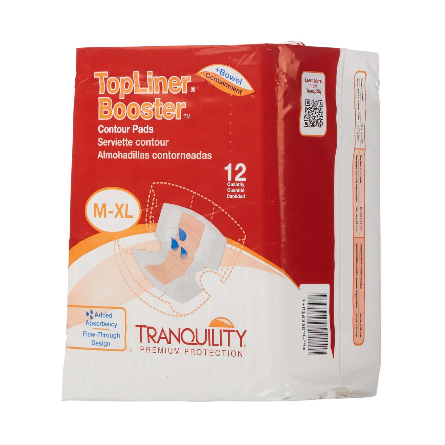 Tranquility® Top Liner® Added Absorbency Incontinence Booster Pad, 13.5 x 21.5 ", 12 ct