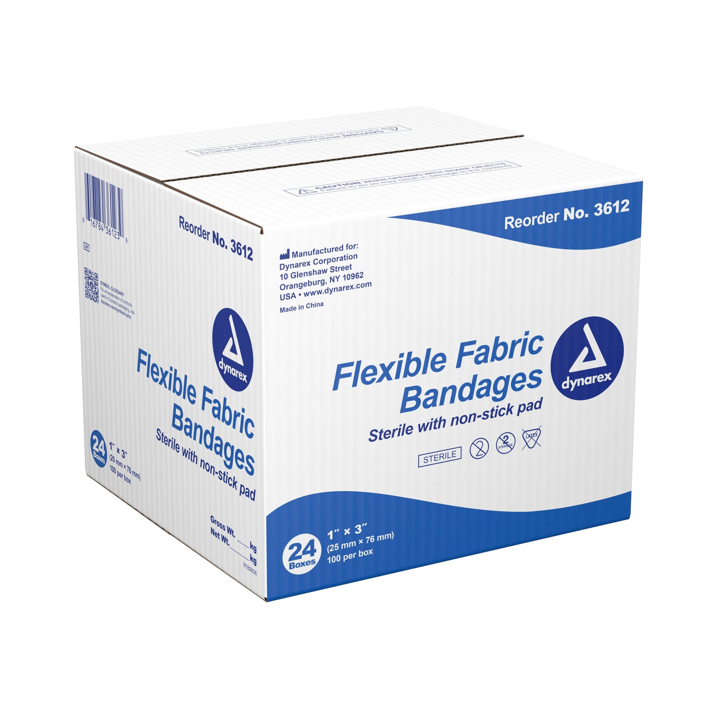 Dynarex® Tan Adhesive Fabric Bandage, 1 x 3 Inch, 100 ct.