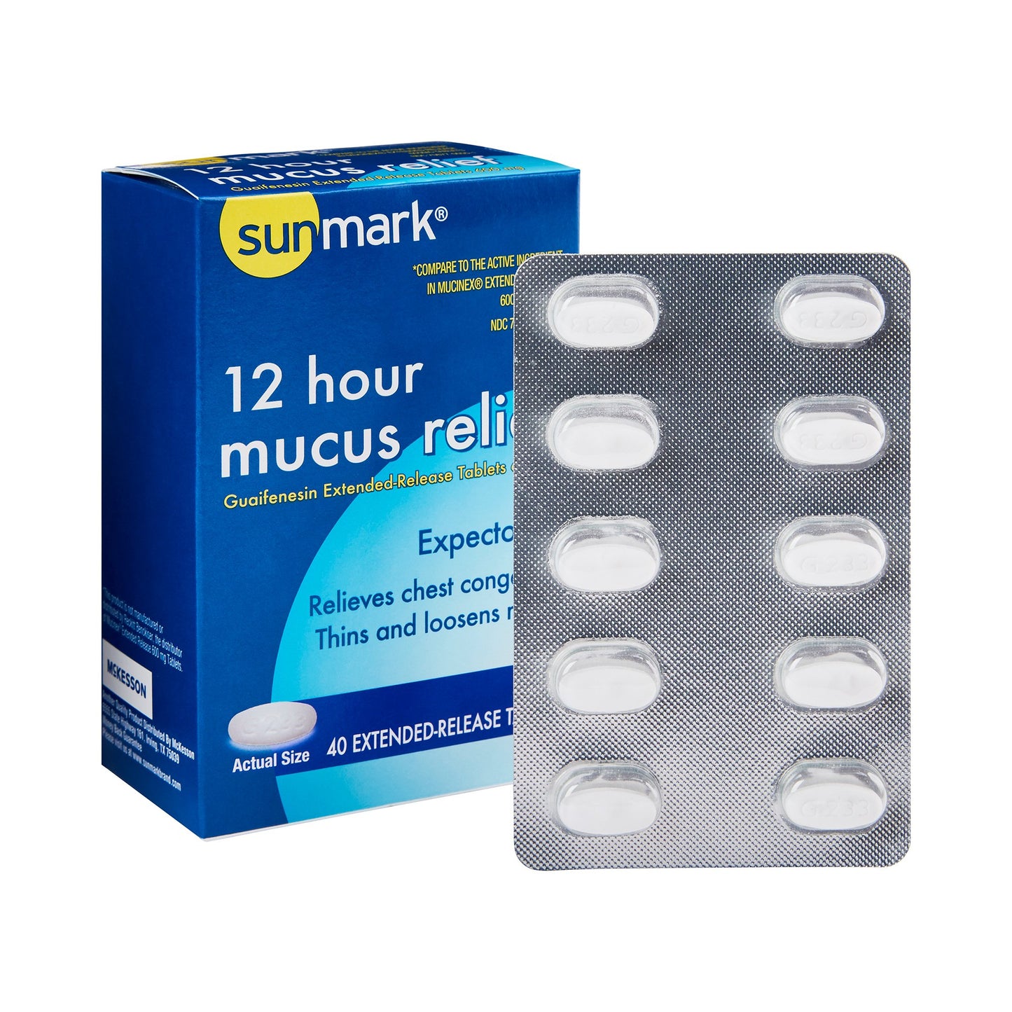 Sunmark® mucus E.R.™ Guaifenesin Cold and Cough Relief, 40 ct