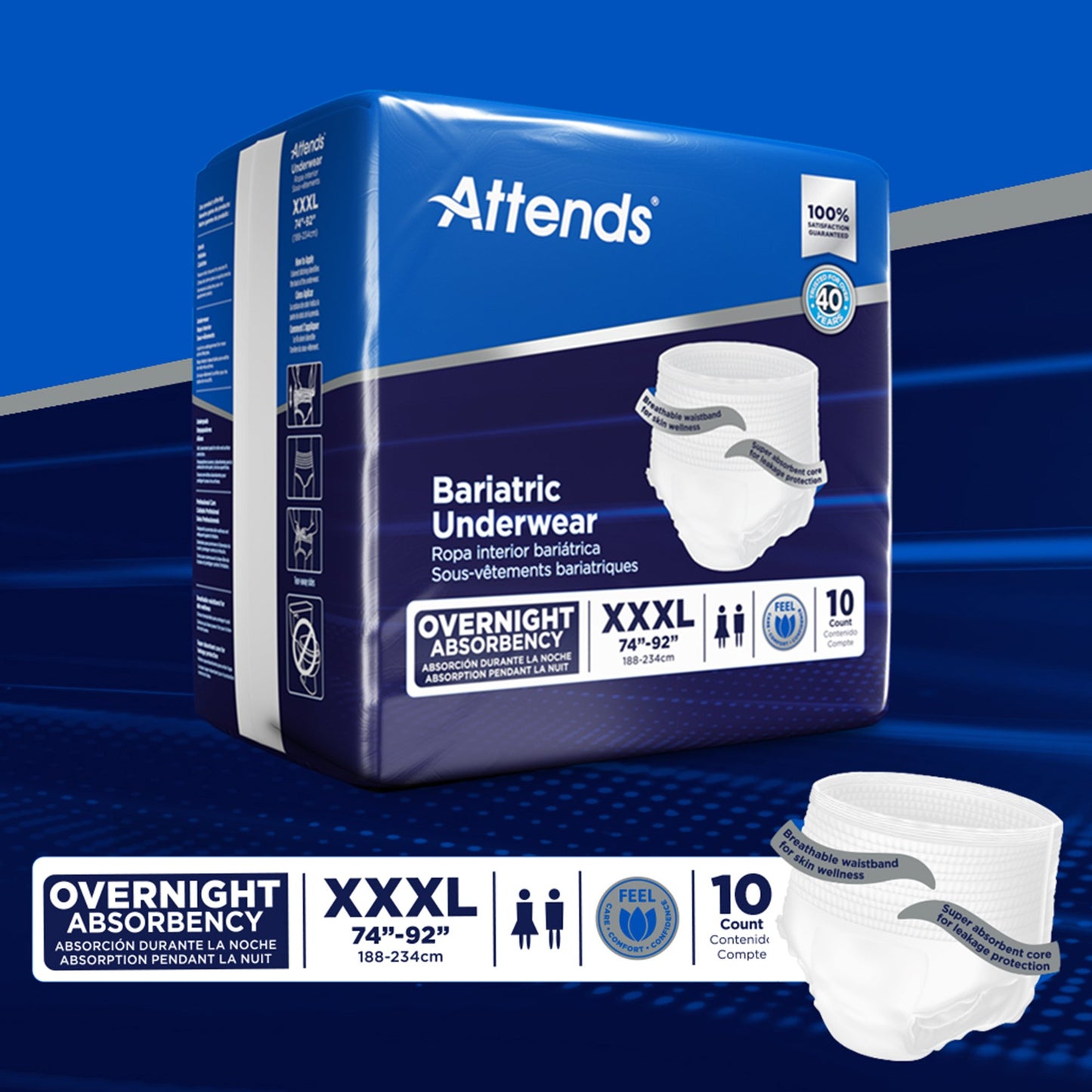 Attends® Absorbent Underwear, 3X-Large, 10 ct