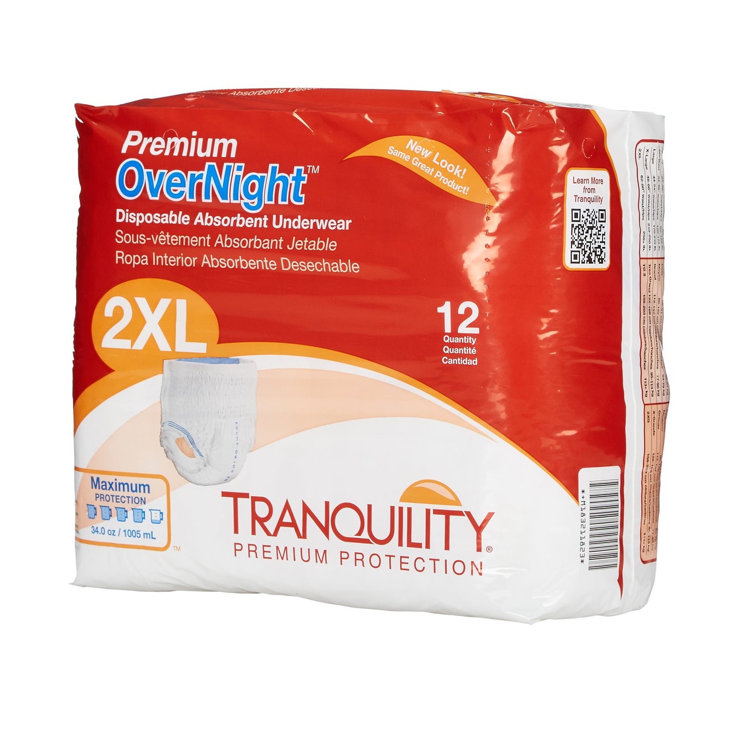 Tranquility® Premium OverNight™ Absorbent Underwear, XX-Large, 12 ct