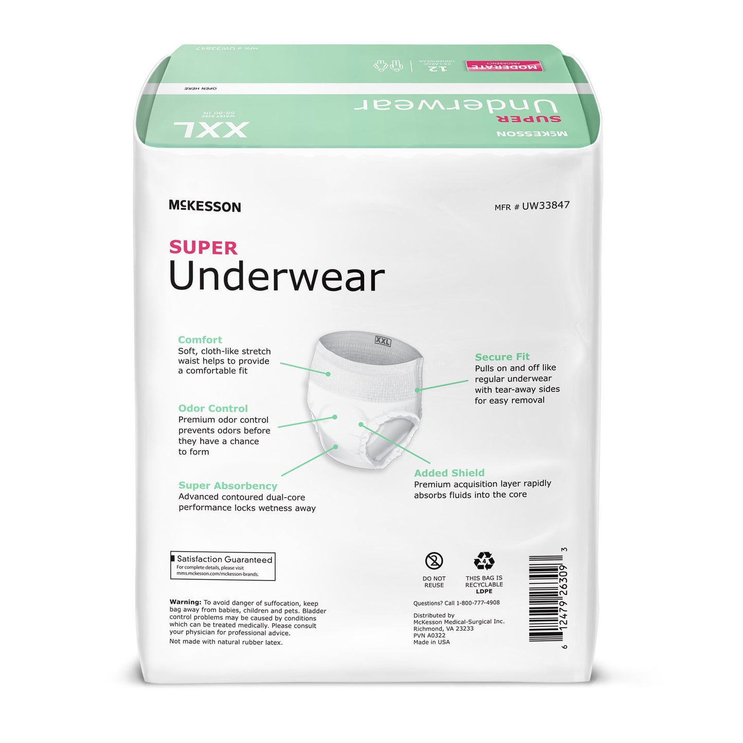 McKesson Super Underwear, 2X Large, 12 ct