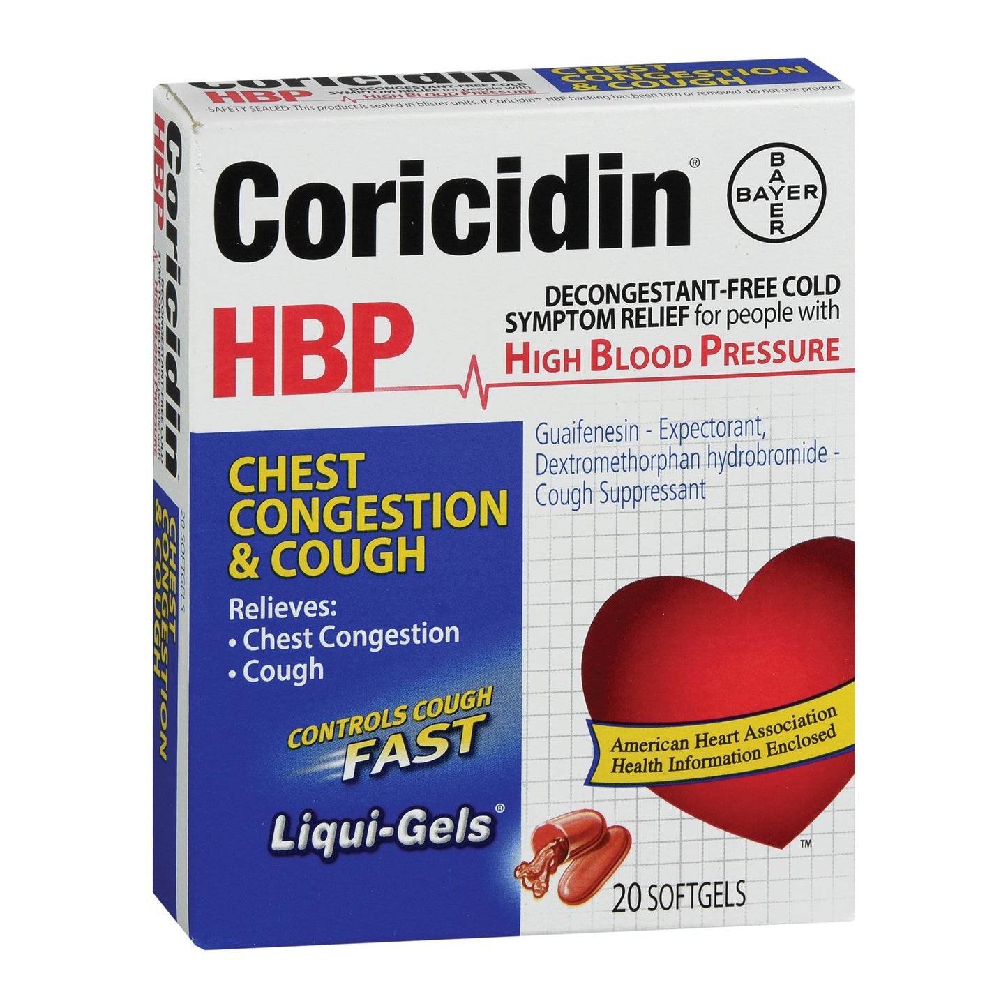 Coricidin® HBP Chest Congestion & Cough Relief Liqui-gels, 20 ct.