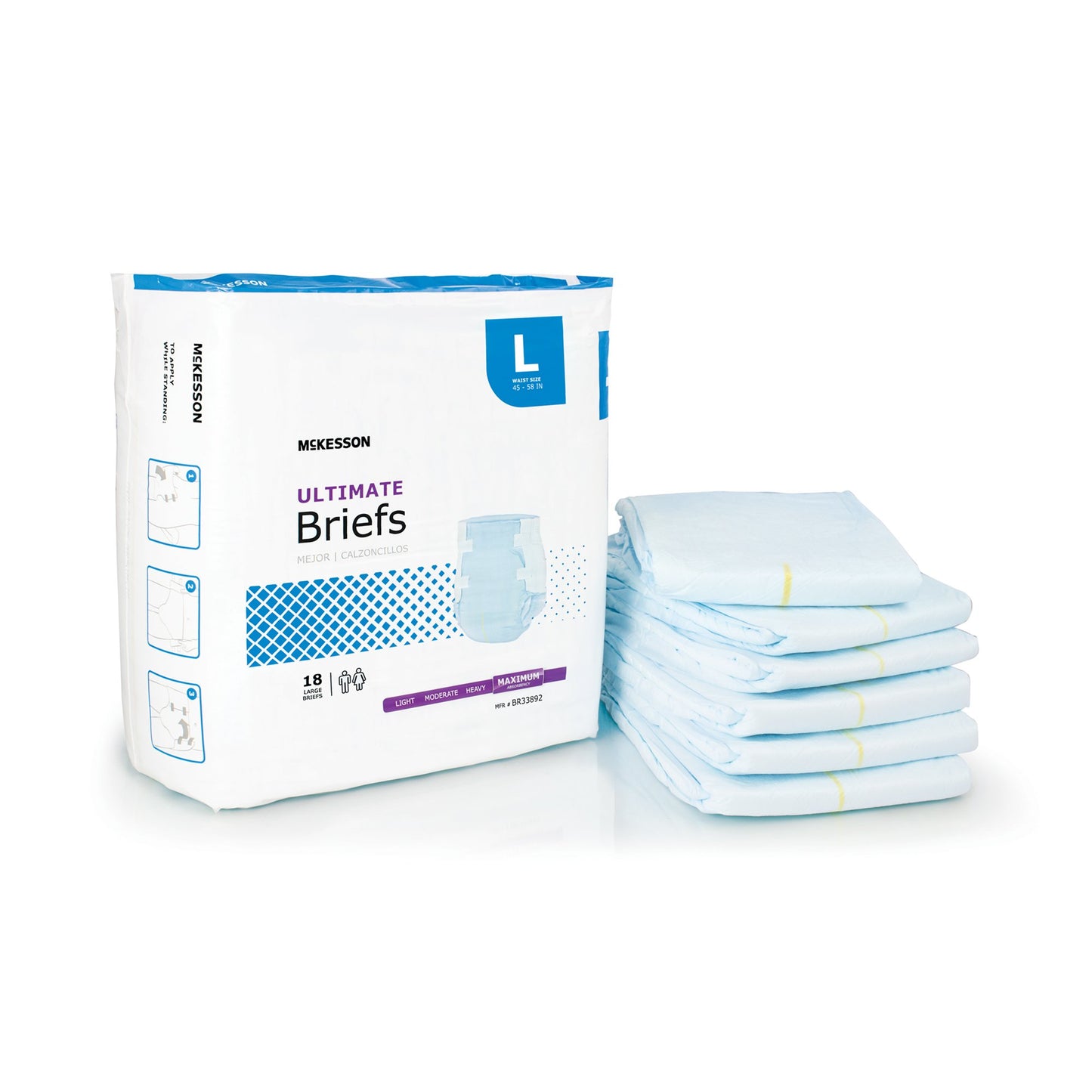 McKesson Ultimate Maximum Absorbency Incontinence Brief, Large, 18 ct