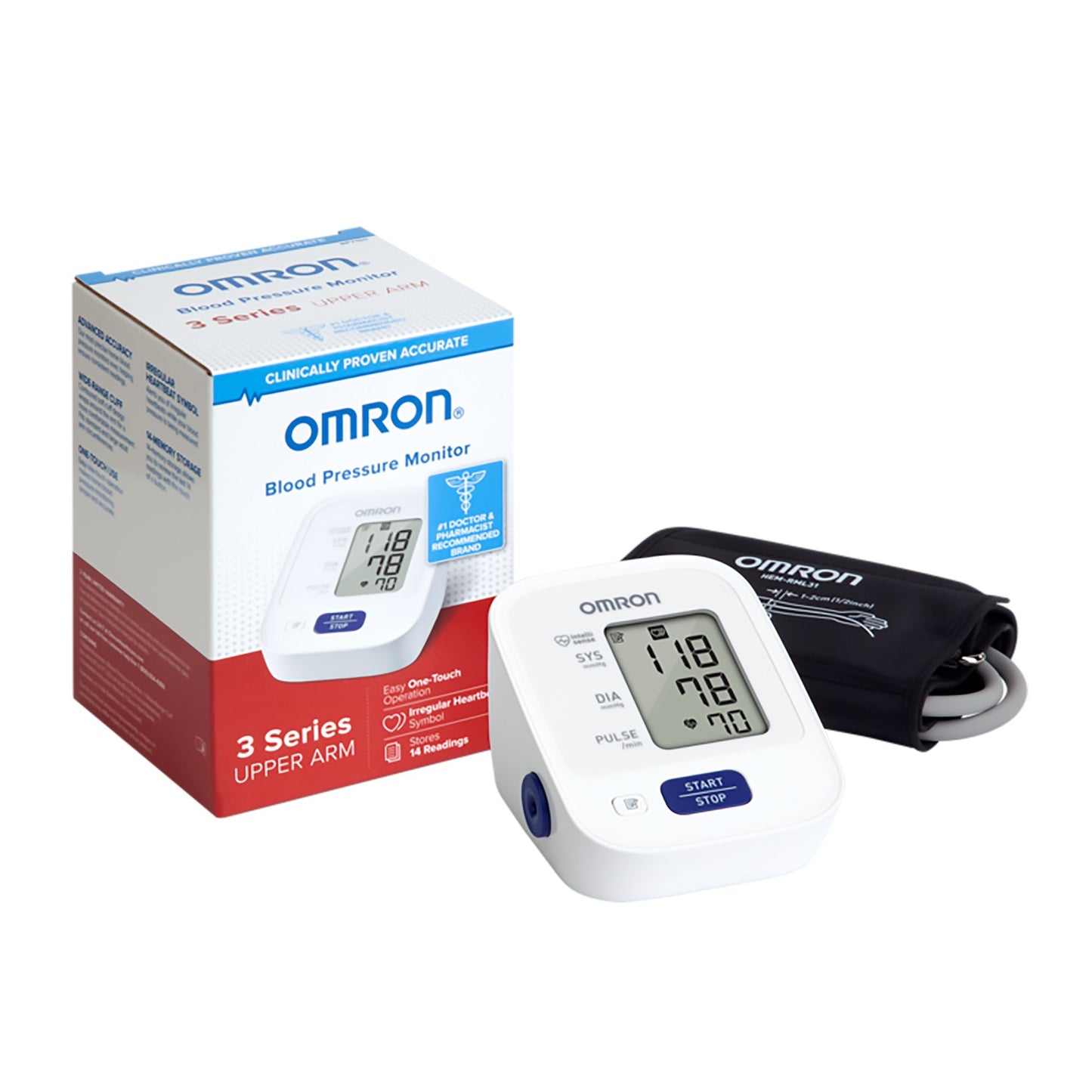 Omron 3 Series Digital Blood Pressure Monitor, Pocket Size, Adult Large Cuff