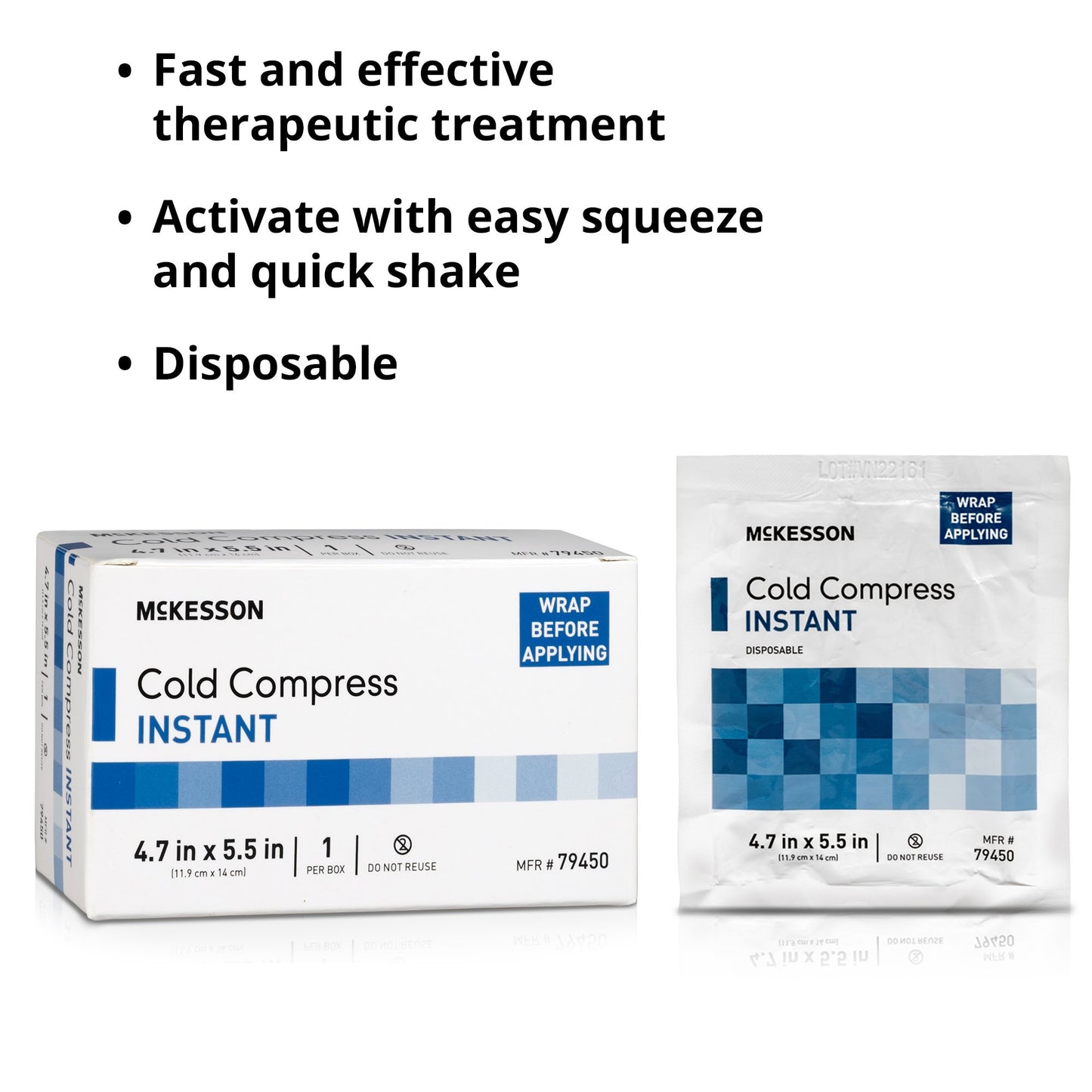 McKesson Instant Cold Pack, 4-7/10 x 5-1/2 Inch, 50 ct