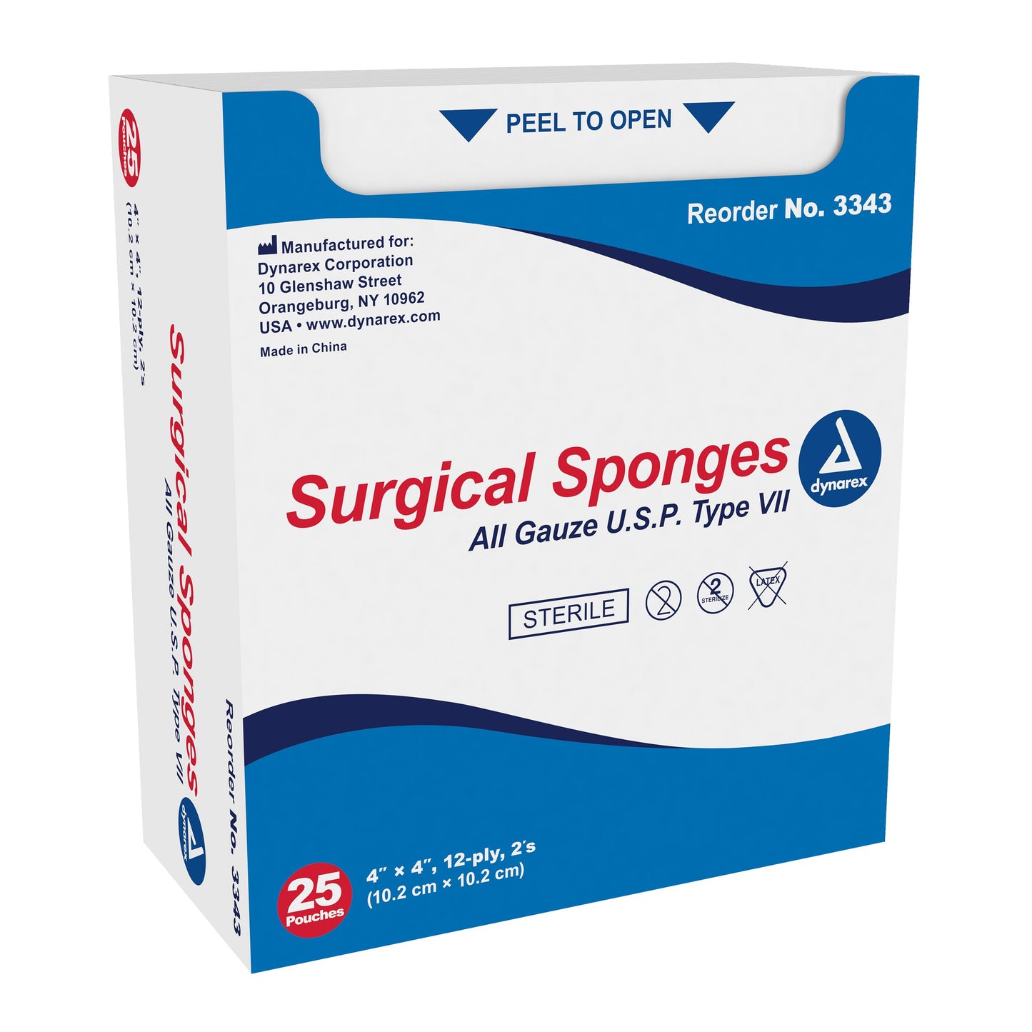 Dynarex® Sterile Gauze Sponge, 4 x 4 Inch, 24 ct