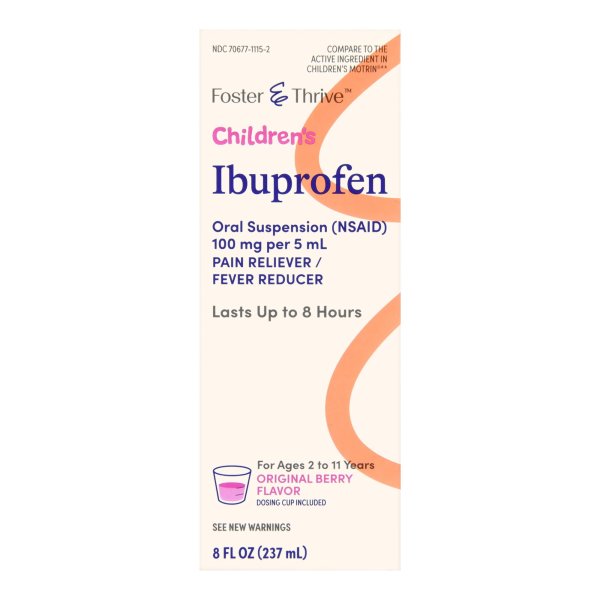 Foster & Thrive Ibuprofen Children's Pain Relief, Berry Flavor, 8 oz.