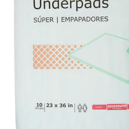 McKesson Super Moderate Absorbency Underpad, 23 x 36 Inch, 10 ct