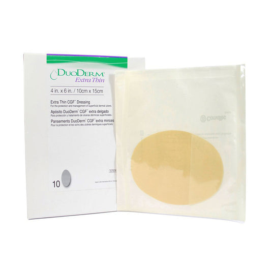 DuoDerm® Extra Thin Hydrocolloid Dressing, 4 x 6 Inch Oval, 10 ct