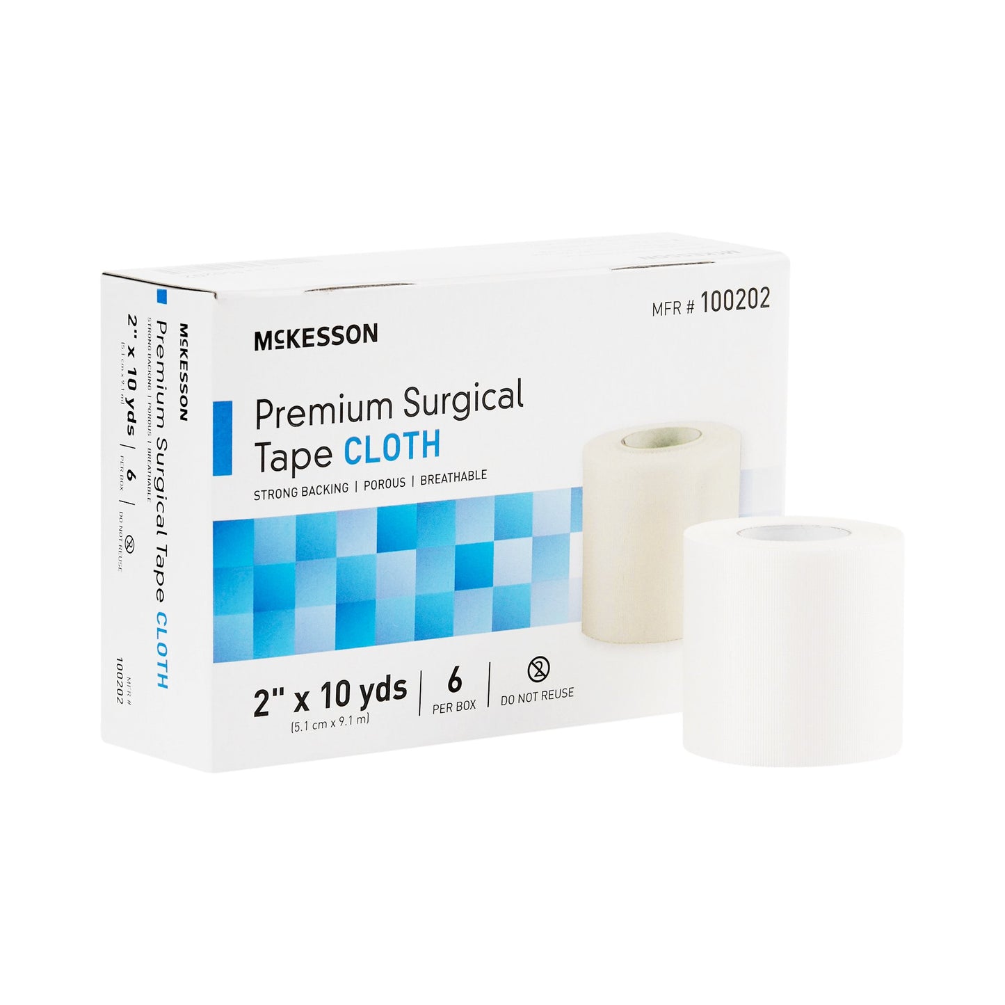 McKesson Silk-Like Cloth Medical Tape, 2 Inch x 10 Yard, White, 60 ct