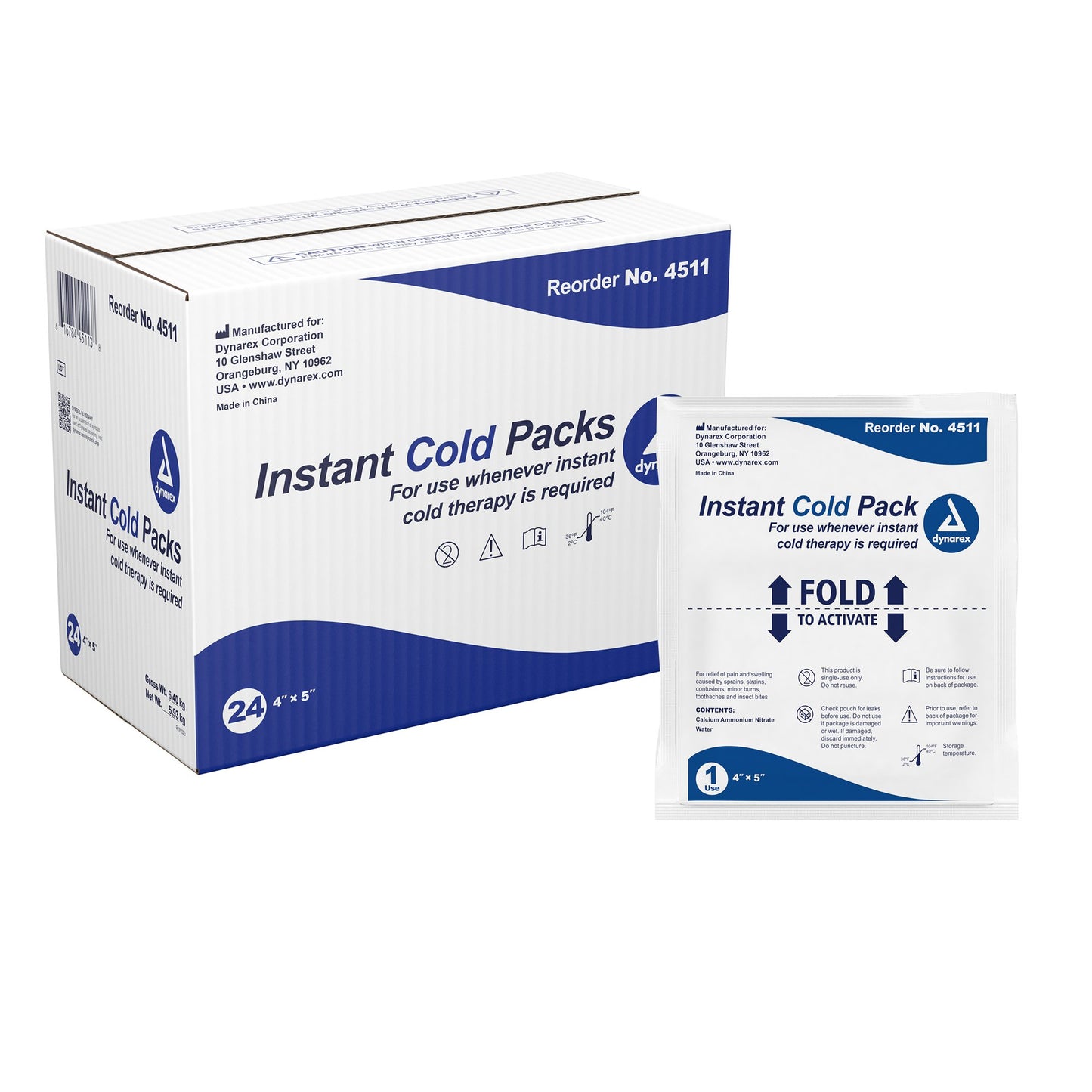 Dynarex® Instant Cold Pack, 4 x 5 Inch