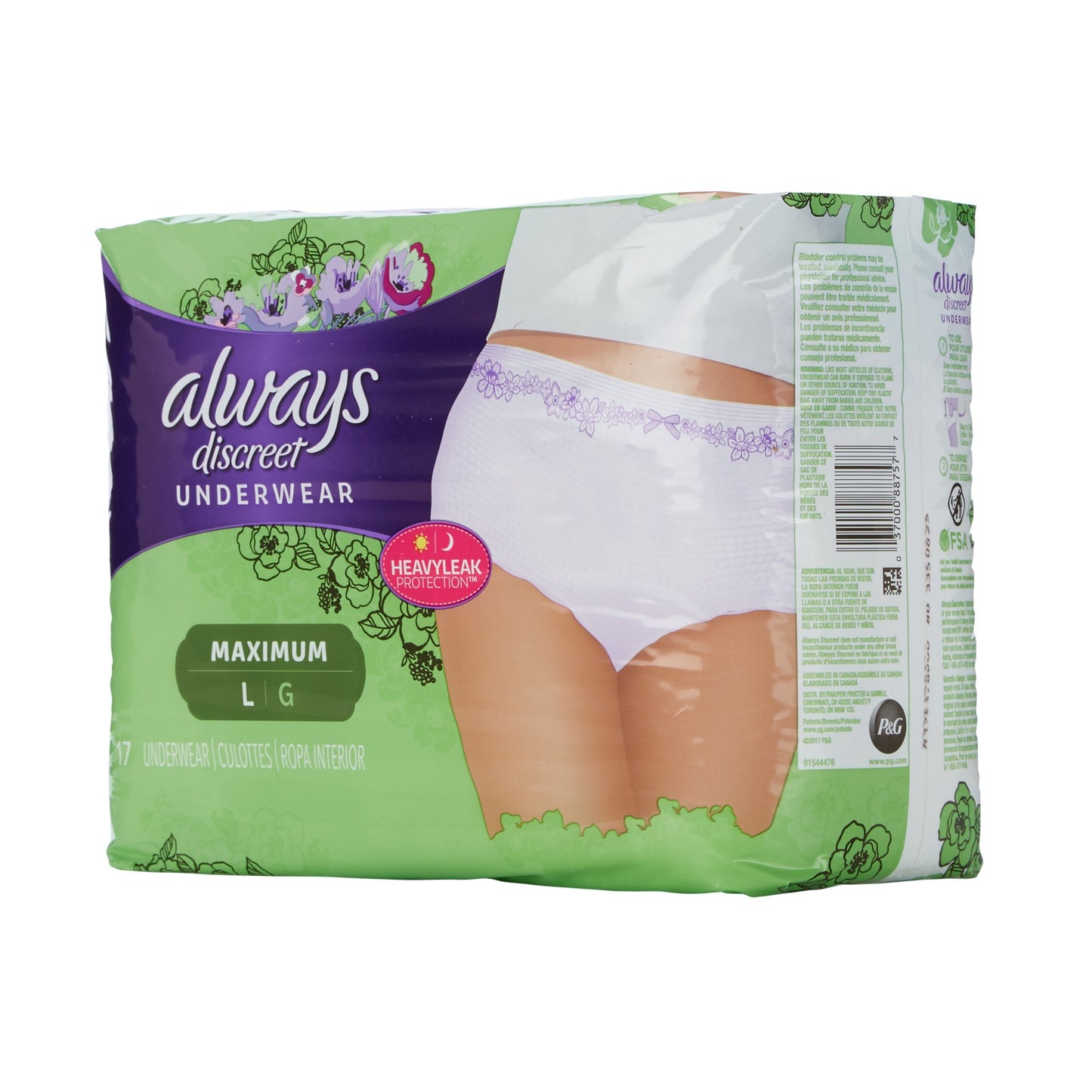 Always® Discreet Maximum Absorbent Underwear, Large, 17 ct